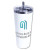 Custom Full Color 22oz Memphis Tumbler Flip Top Lid & Stainless Straw - White