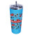 Custom Full Color 22oz Memphis Tumbler Flip Top Lid & Stainless Straw - Blue