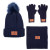 Custom Leeman Three-Piece Rib Knit Fur Pom Winter Set - Navy Blue