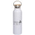Custom 20oz Vacuum Bottle With Bamboo Lid - White