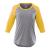 Custom Women's DAKOTA Three Quarter Raglan Tee - Yellow Heather/Medium Heather Gray