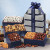Custom Silver & Navy Tower of Treats Gift Box with Imprinted Ribbon