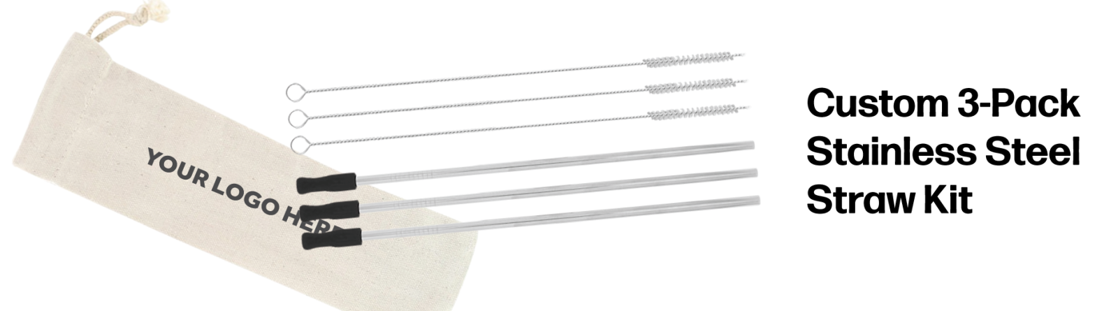 3-Pack Stainless Steel Straw Kit