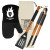 Custom Wood BBQ Set with Mitt - Black Oven Mitt