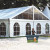Custom 4' Customized Open Back Stretch Style Table Cover - In Use