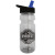 The Trainer - Custom 24 oz. Clear Sports Bottle with Flip Straw Lid - Black Lid with Blue Spout