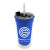 Custom Sentinel - 14 oz. Transparent Tumbler 2-in-1 Flip - Straw Hole Lid - Translucent Blue