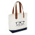Custom Classic Leather Handle Tote - Natural with Navy