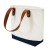 Custom Classic Leather Handle Tote - Natural with Navy - Handles Down