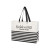Custom Non-Woven Horizontal Stripe Tote Bag - White with Black