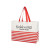 Custom Non-Woven Horizontal Stripe Tote Bag - White with Red
