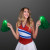 Custom Light Up Team Spirit White Pom Poms - Green Model