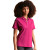 Custom Women's Perfect Polo - Model Wearing Berry pink Tshirt