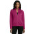 Custom Women's Brushed Back Micro-Fleece Full-Zip Jacket - Model Wearing Berry pink Jacket