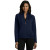 Custom Women's Brushed Back Micro-Fleece Full-Zip Jacket - Model Wearing Navy Jacket