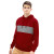 Custom Premium Cotton Blocked Fleece Pullover Hoodie - Model Wearing Sports Red Hoodie