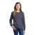 Custom Port & Company Youth Long Sleeve Core Cotton Tee - Girl Heather navy Front View 