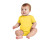 Custom Rabbit Skins Infant Short Sleeve Baby Rib Bodysuit - Yellow Front View