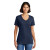 Custom Port & Company Women's Core Cotton V-Neck Tee - Navy Front Side 