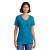 Custom Port & Company Women's Core Cotton V-Neck Tee - Neon Blue Front Side