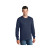 Custom Long Sleeve Color Cotton T-Shirt-Port & Company - Navy Front Side 