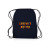 Custom Black Trim Drawstring Bags - Navy Blue