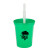 Custom 16 oz. Plastic Stadium Cups with Lid and Straw - Kelly Green 