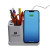 Custom Desktop Pen Holder with Wireless Charging - White