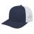 Custom Poly/Cotton Trucker Mesh Back Cap - Faux Leather Applique - Navy/white