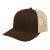 Custom Poly/Cotton Trucker Mesh Back Cap - Faux Leather Applique - Brown/Khaki