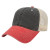 Custom Washed Pigment Dyed with Washed Trucker Mesh Cap - Faux Leather Applique - Black/red/stone