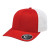 Custom Flexfit 110 Premium Trucker Mesh Back Cap - Faux Leather Applique - Red/white