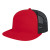Custom 7 Panel Trucker Mesh Back Cap - Genuine Leather Applique - Red/Black