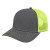 Custom Trucker Mesh Back Cap - Genuine Leather Applique - Charcoal/Neon Yellow