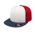 Custom Flexfit Performance Trucker Mesh Back Cap - Genuine Leather Applique - White/Navy/Red_S/M