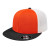 Custom Flexfit Performance Trucker Mesh Back Cap - Genuine Leather Applique - Orange/Black/White_XXL