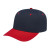 Custom Original Poly/Cotton Snap Back Cap - Faux Leather Applique - Navy/red - Youth