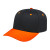 Custom Original Poly/Cotton Snap Back Cap - Faux Leather Applique - Black/orange - Adult
