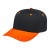 Custom Original Poly/Cotton Snap Back Cap - Genuine Leather Applique - Black/Orange_Adult