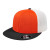 Custom Flexfit Performance Trucker Mesh Back Cap - Faux Leather Applique - Orange/Black/White_L/XL