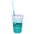 Custom Mood 17 oz. Stadium Cup/Straw/Lid Set - Frost to Turquoise