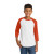 Custom Sport-Tek Youth Colorblock Raglan Jersey - White/Deep Orange Front view
