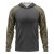 Custom Mossy Oak Men's 4.4 oz. Polyester Interlock Raglan Hooded T-Shirt - MO Bottomland Charcoal Front View 