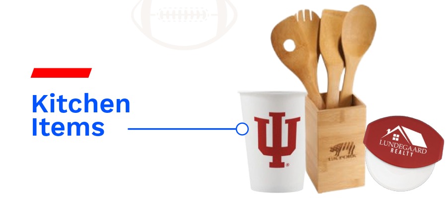 Shop for logo kitchen items to hand out.