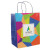 Custom Multi-Sided Full Color White Shopper Paper Bag - Blue Handle - 8.5" x 10.25" x 5"
