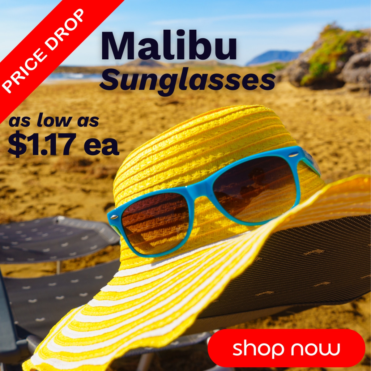Price drop - Malibu Sunglasses. As low as $1.17 ea. Shop Now.