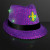 Custom Mardi Gras Sequin Fedoras with Black Bands - Purple with Black with Gold In Use 