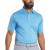 Custom FootJoy Mens Solid Lisle Performance Golf Polo - Aspen Blue Heather with model Front view