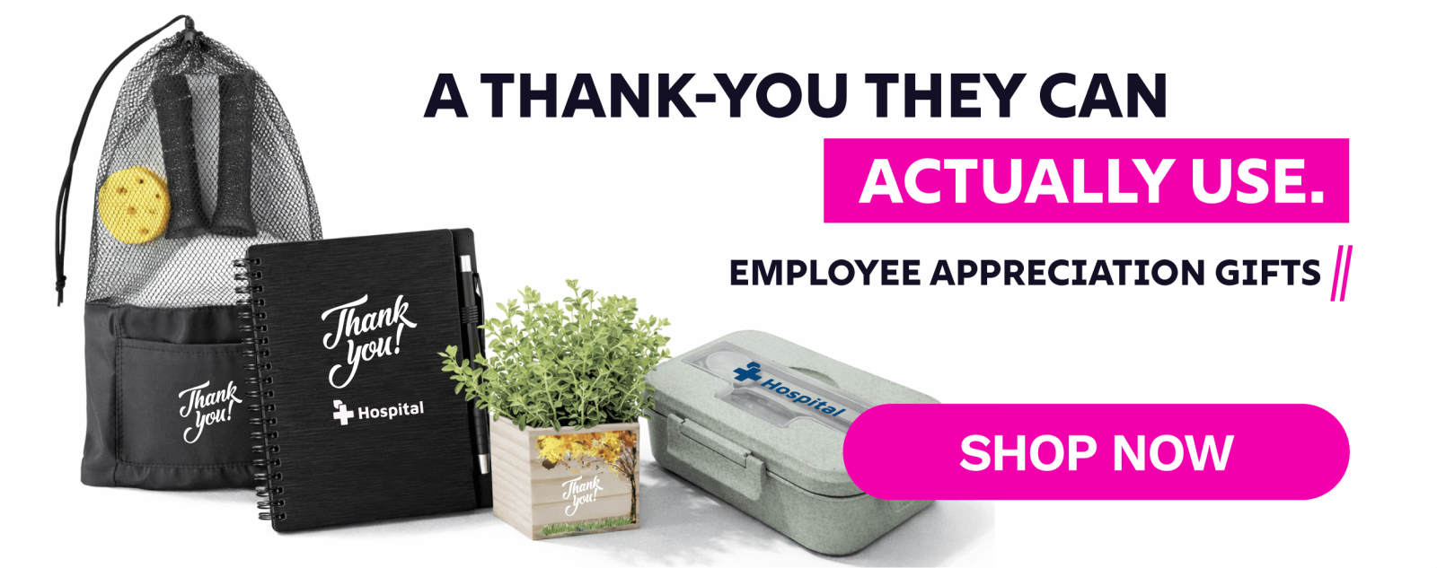 A call to action graphic featuring employee appreciation gifts for doctors.