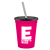 Custom Stadium Cup-Lid-Straw-16 oz - Raspberry Pink